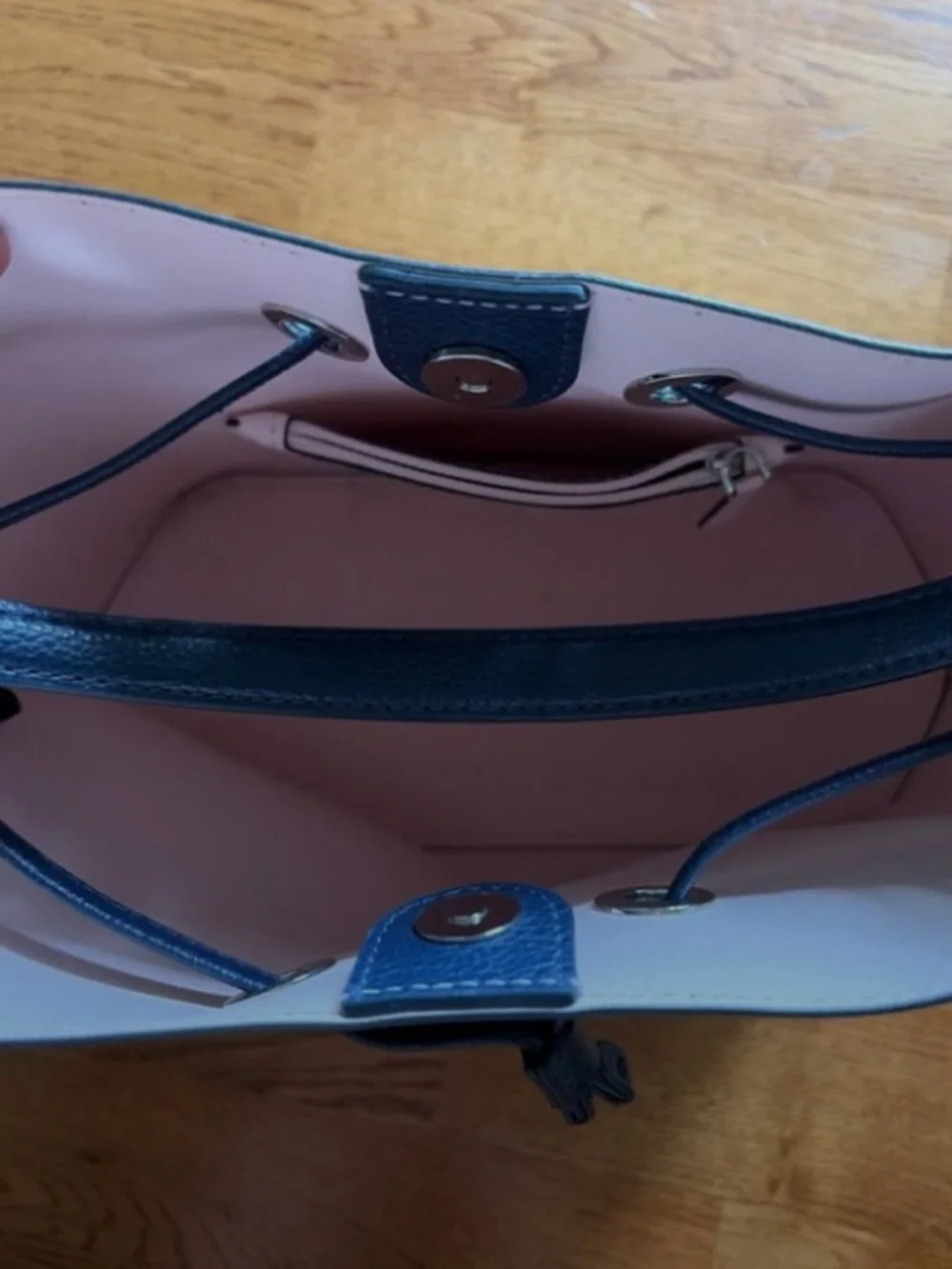 Kate Spade New York Eva Lemon Zest Tote Bag Large Bucket Leather Blue Yellow